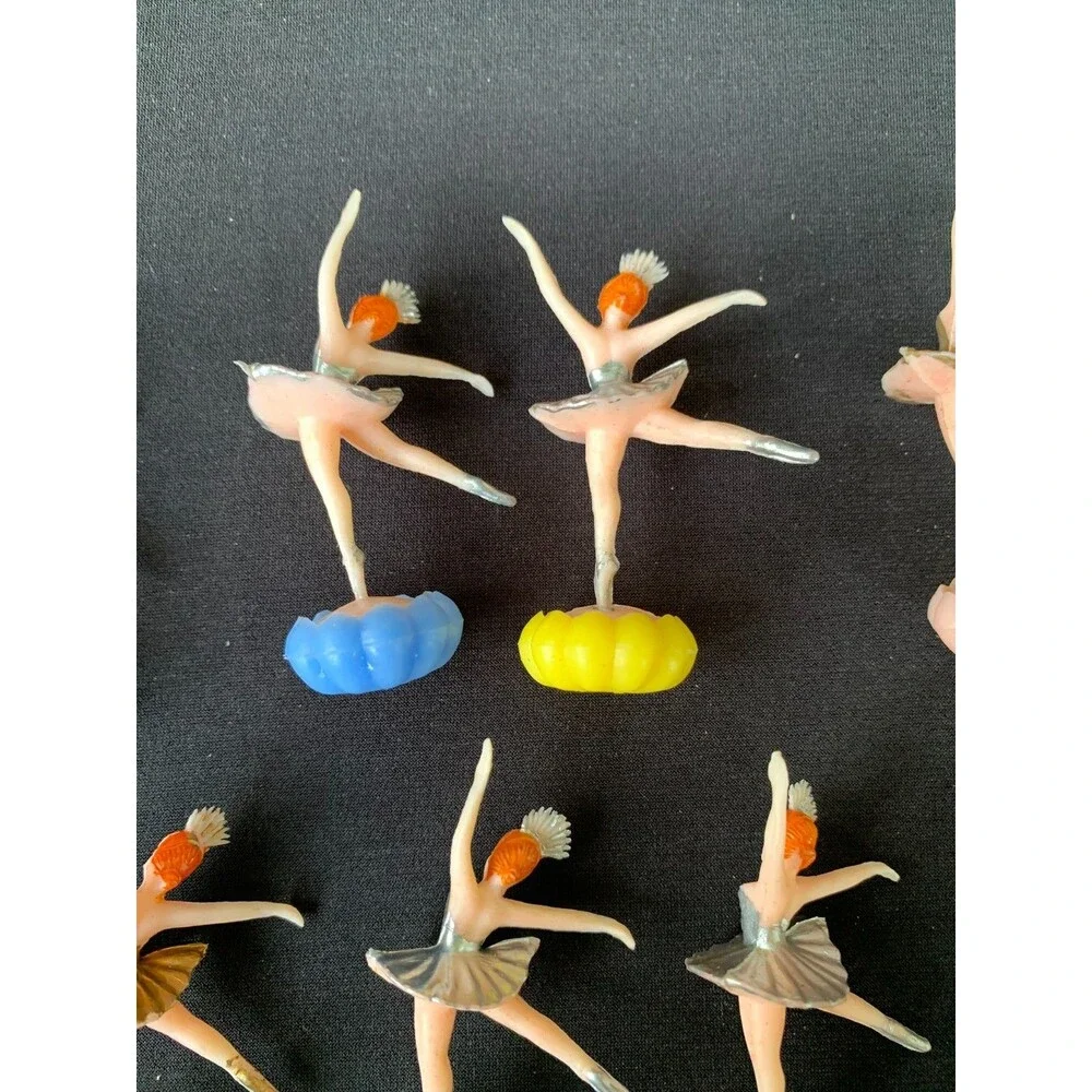 Vintage Ballerina Cake Toppers Dancers Hong Kong 10 Pieces Cupcake 1950s